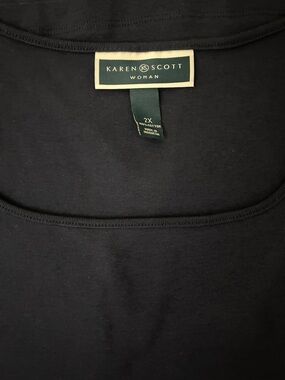 Karen Scott Woman Navy Crewneck Cotton Top